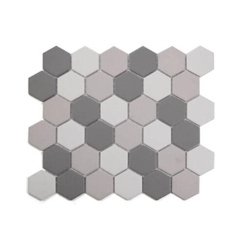 MIXED MATT GREY-HEX 51MM MOSAIC