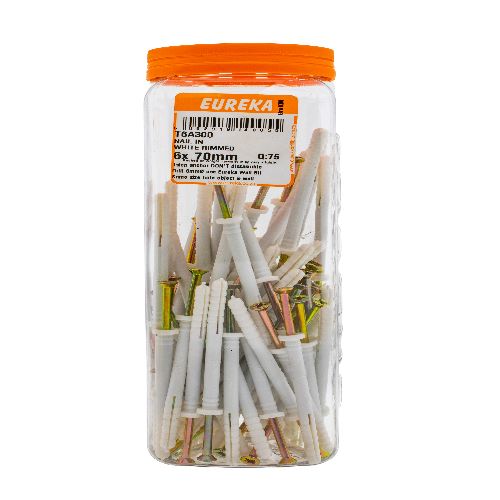 NAIL IN WHITE RIMMED 6x70mm (PACK QTY: 75)