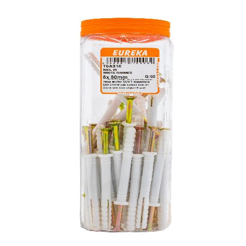 NAIL IN WHITE RIMMED 8x80mm (PACK QTY: 50)